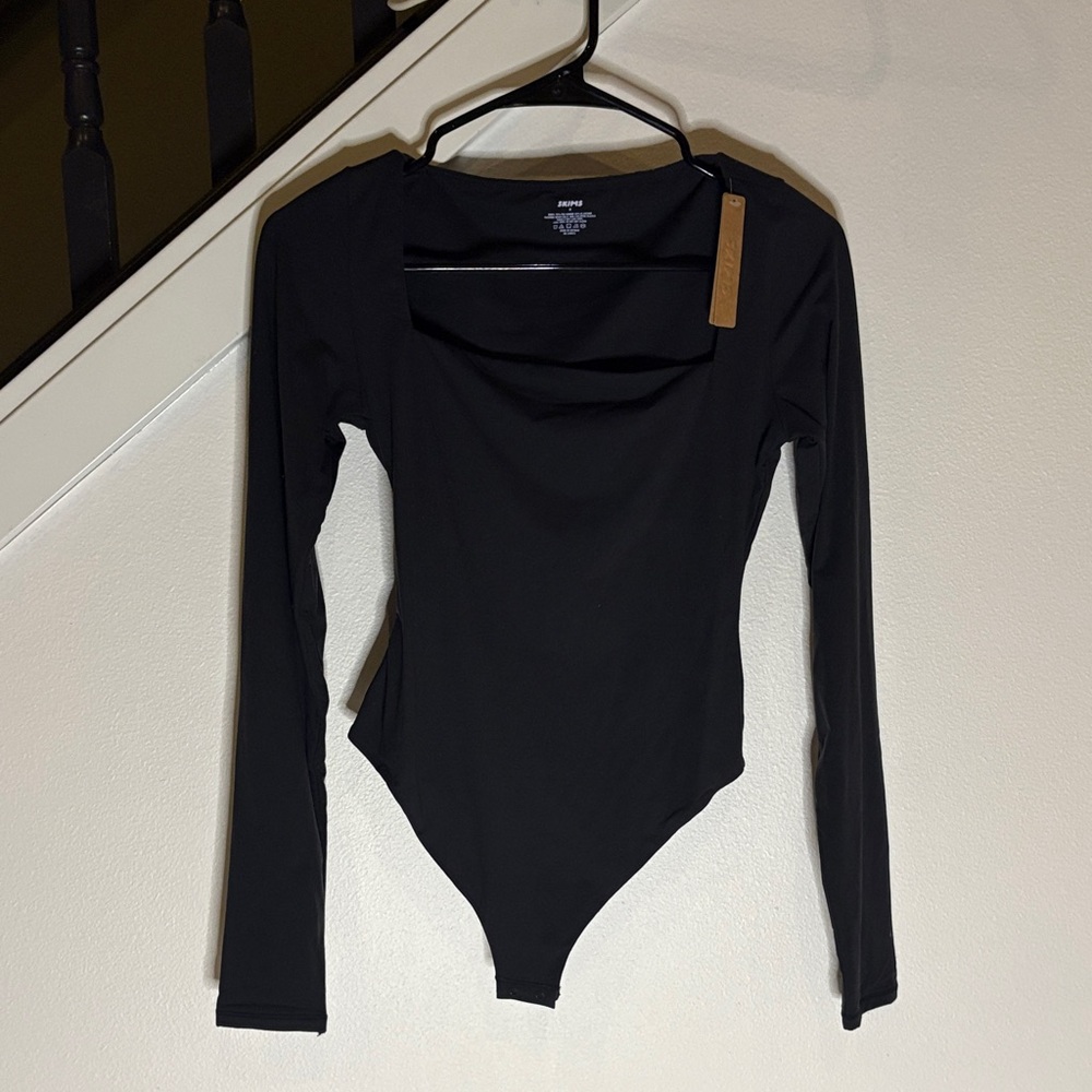 SKIMS Black Long Sleeve Bodysuit